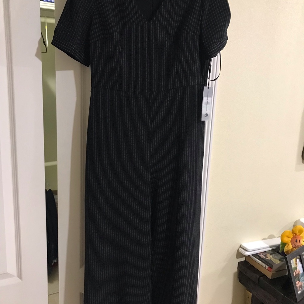 Black stripe jumpsuit size 8 petite